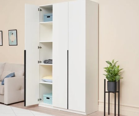 Шкаф 3-х створчатый Тивина белый текстурный